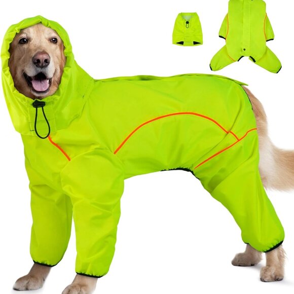 Dog Raincoat, Waterproof Dog Rain Jacket with Removable Hood Size: S - Picture 2 of 7